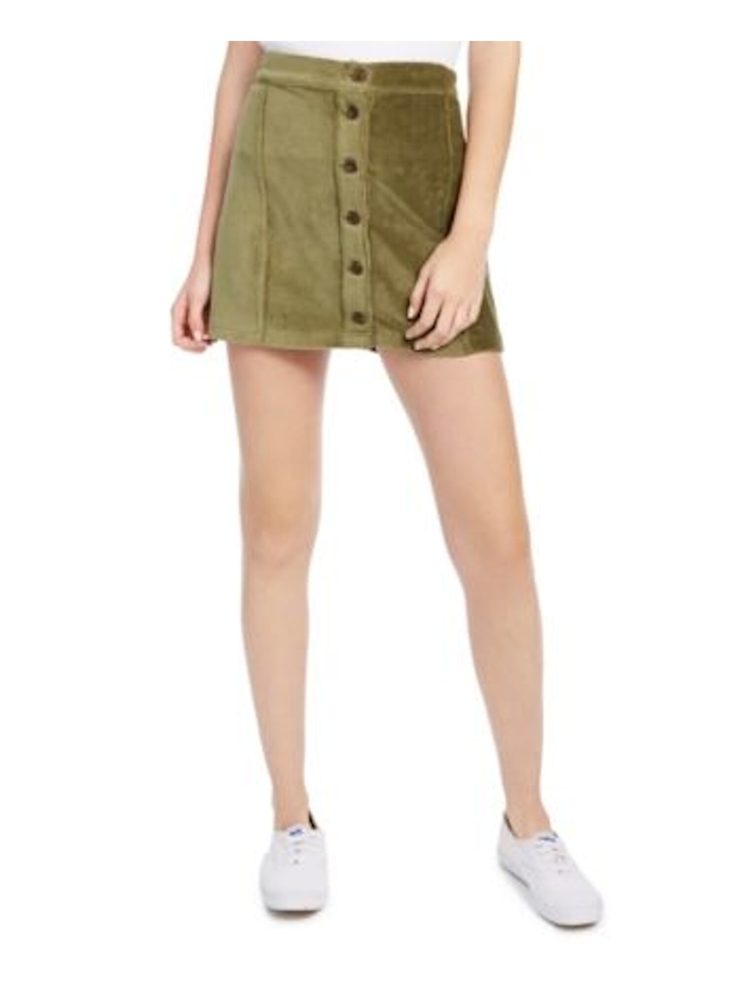 button front mini skirt