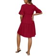 thumbnail image 3 of INSPIRE CHIC Women's Mother's Days Maternity Dress Bohemian Tiered Ruffled Bell Sleeve Casual V Neck Boho Pregnancy Dresses XL Red, 3 of 6