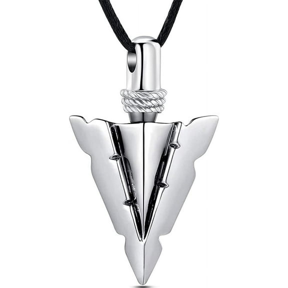 316L Stainless Steel Tribal Spearpoint Arrowhead Urn Necklace for Men / Women : Arrowhead Cross Memorial Pendant Cremation Ash Jewelry Bereavement Keepsakes Gift for Loss of a Loved One