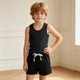 thumbnail image 5 of Qingpeng Kids Stylish Set Sleeveless Solid Color Racerback Tank Top And Drawstring Shorts With Elastic Waist For Casual Wear Matching Outfit Set For Kids, 5 of 9