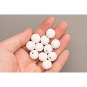 BEADS DISCOUNTER INC White Wood Beads Round 14mm Sold Per Pkg Of 50 Beads