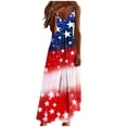 thumbnail image 2 of Women's Patriotic Star Print V-Neck Spaghetti Strap Maxi Dress, Casual 4th of July Summer Holiday Sundress for Women Multicolor o S, 2 of 8