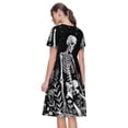 thumbnail image 2 of Horeoi Vintage Black white Plant skull Print Women's Short Sleeve Dress Breathable Polyester-Spandex All-Over Print A-Line Side Pockets Elastic Waist, 2 of 6