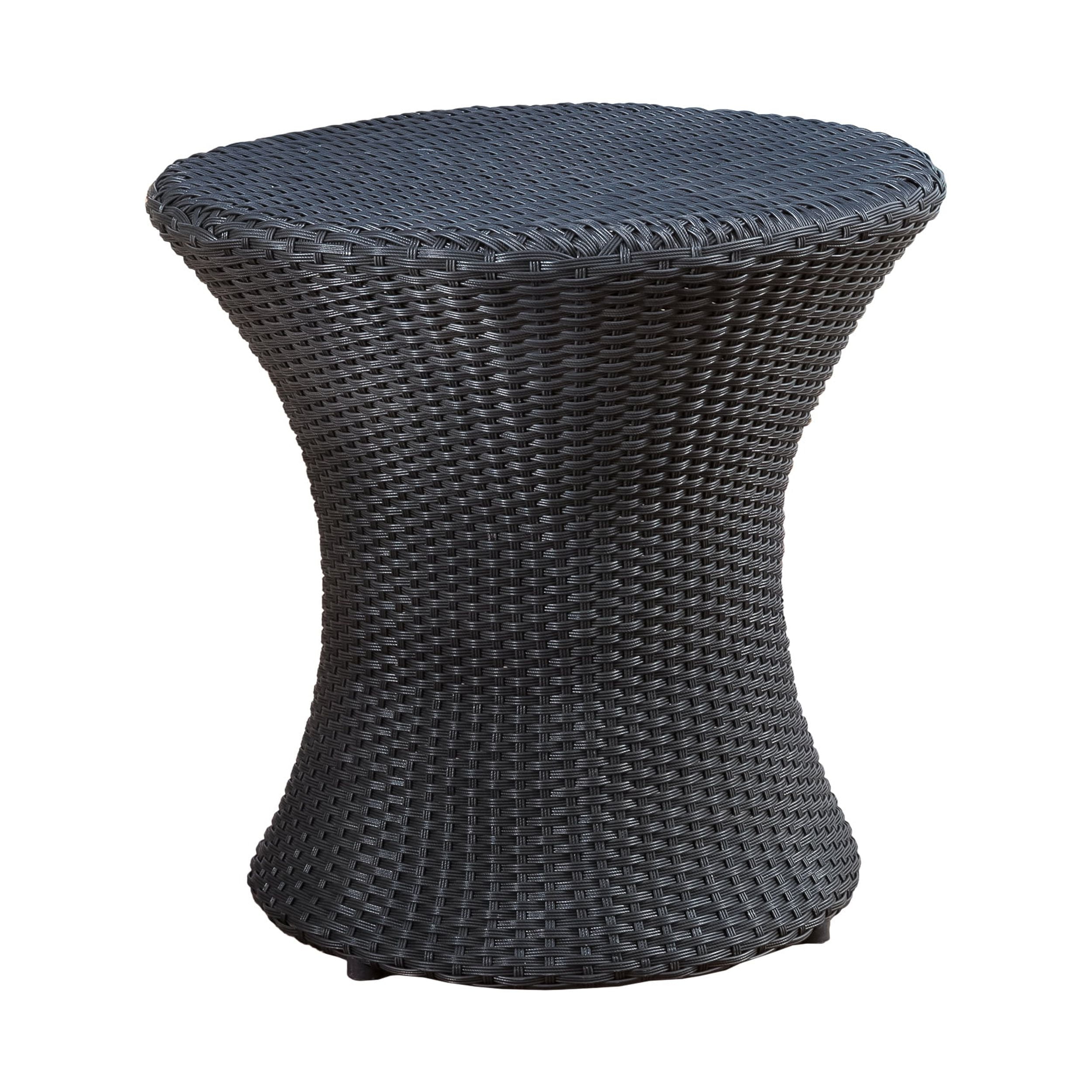 Beasley Wicker Outdoor Accent Table, Black