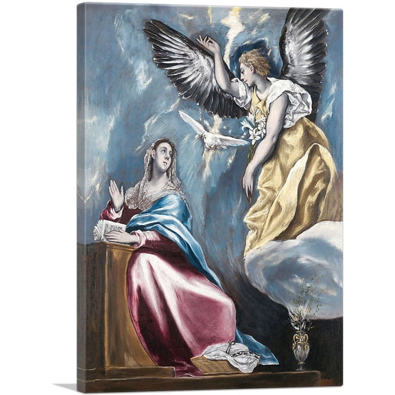 ARTCANVAS The Annunciation 1600 Canvas Art Print by El Greco - Size: 12" x 8" (0.75" Deep)
