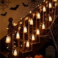thumbnail image 7 of Halloween Decoration String Lights, Light up Ghost Garland, 8ft Battery Operated Ghost Lights with 10 LED for Mantle, Fireplace, Window, Porch, Party Indoor Outdoor Decor, 7 of 7