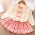 thumbnail image 2 of Mnyotv Girls Clothes Ruffle Bow Long Sleeve Sweaters with Dress Skirts 2Pcs Matching Sets Fall Winter Outfits Size 12-18Months, 2 of 4