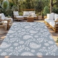 thumbnail image 2 of Blue Paisley Outdoor Rug for Patio/Deck/Porch, Non-Slip Large Area Rug 5 x 8 Ft, Ethnic Vintage Floral Botanical Abstract Indoor Outdoor Rugs Washable Area Rugs, Reversible Camping Rug Carpet Runner, 2 of 8