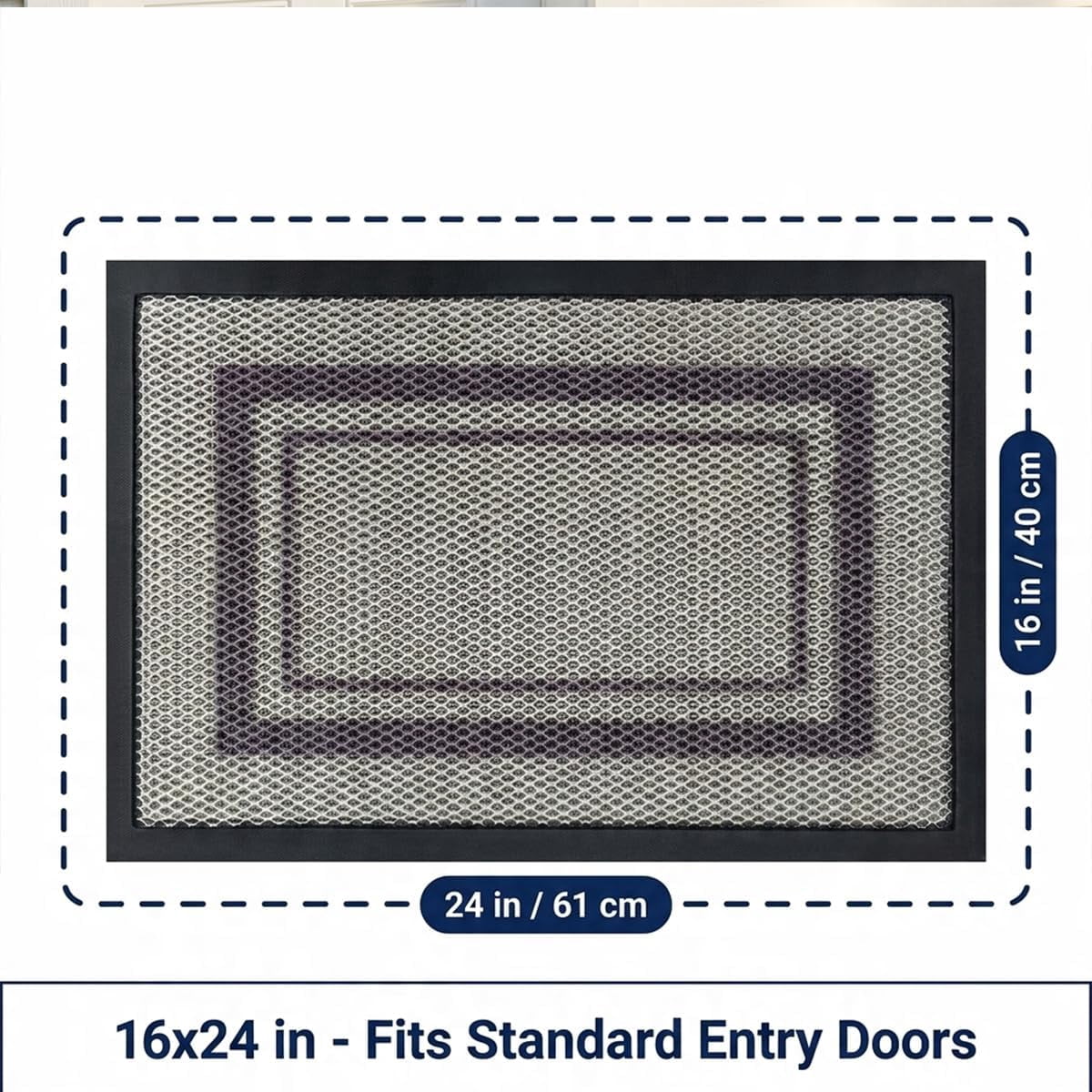 Muddy Mat® Meshy Mat® Door Mat Heavy-Duty Quick-Dry Floor Mat, Sand & Dirt Trapper for Indoor & Outdoor, Ideal for Entrance, Mudrooms,Patios & Garages,Low-Profile,Non-Slip,Washable– Box 16"x24"x0.4"