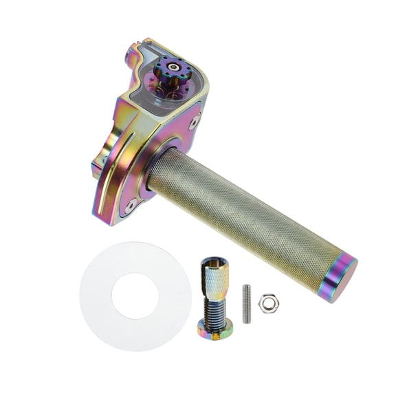 Unique Bargains 22mm Throttle Grip with 1 M10 Adjusting Screw in Iridescent CNC Aluminum Alloy Motorcycle Throttle Grip for 7/8" 22mm Handlebar Iridescent