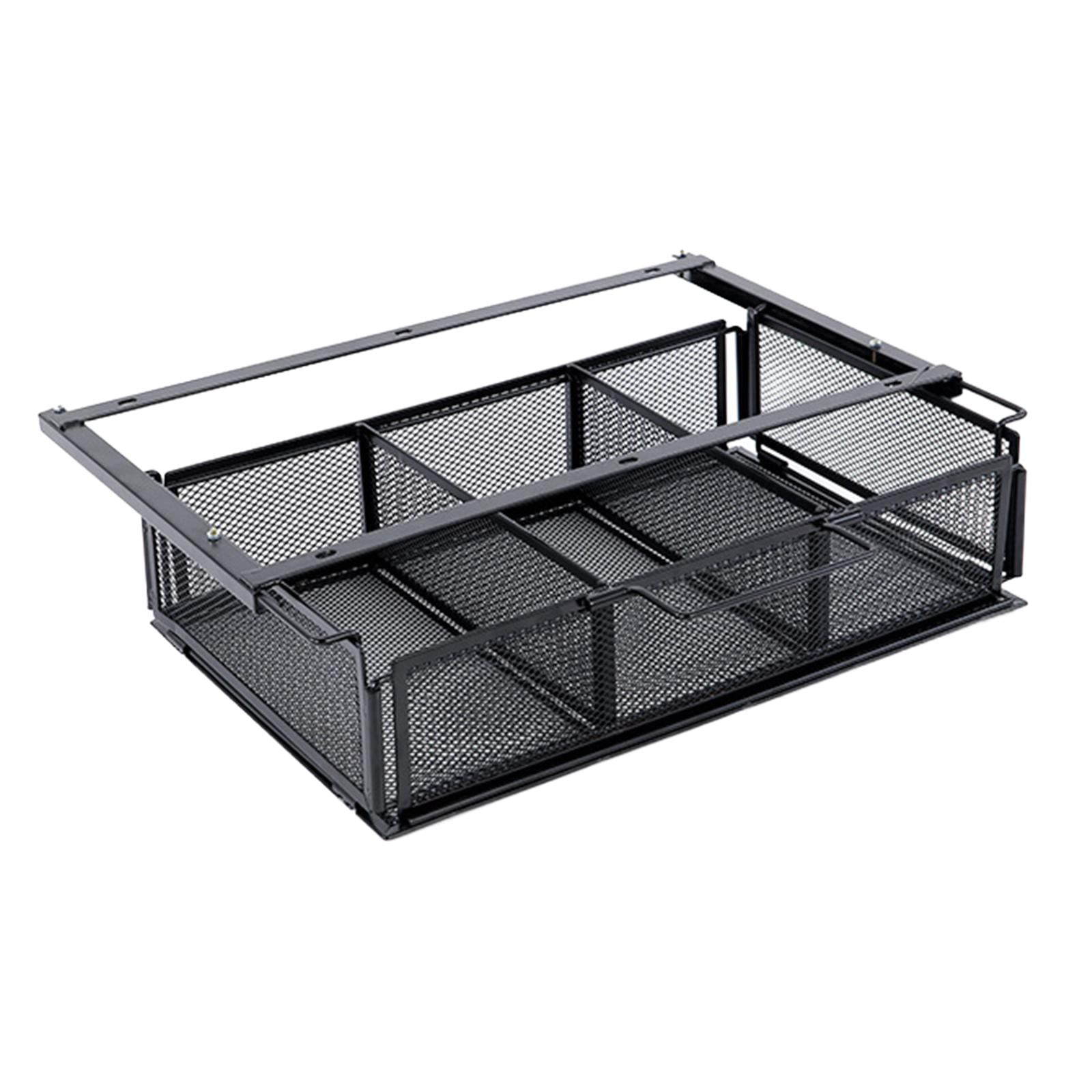 figatia under Desk Drawer Basket Hidden Desktop Organizer Black Invisible Tray Pull Out under Table Storage Shelf for Desktop Kitchen