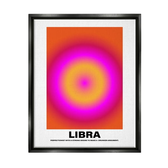 Stupell Industries Funny Libra Astrology Abstract Painting Black Floater Framed Canvas Art Print Wall Art, 17 x 21