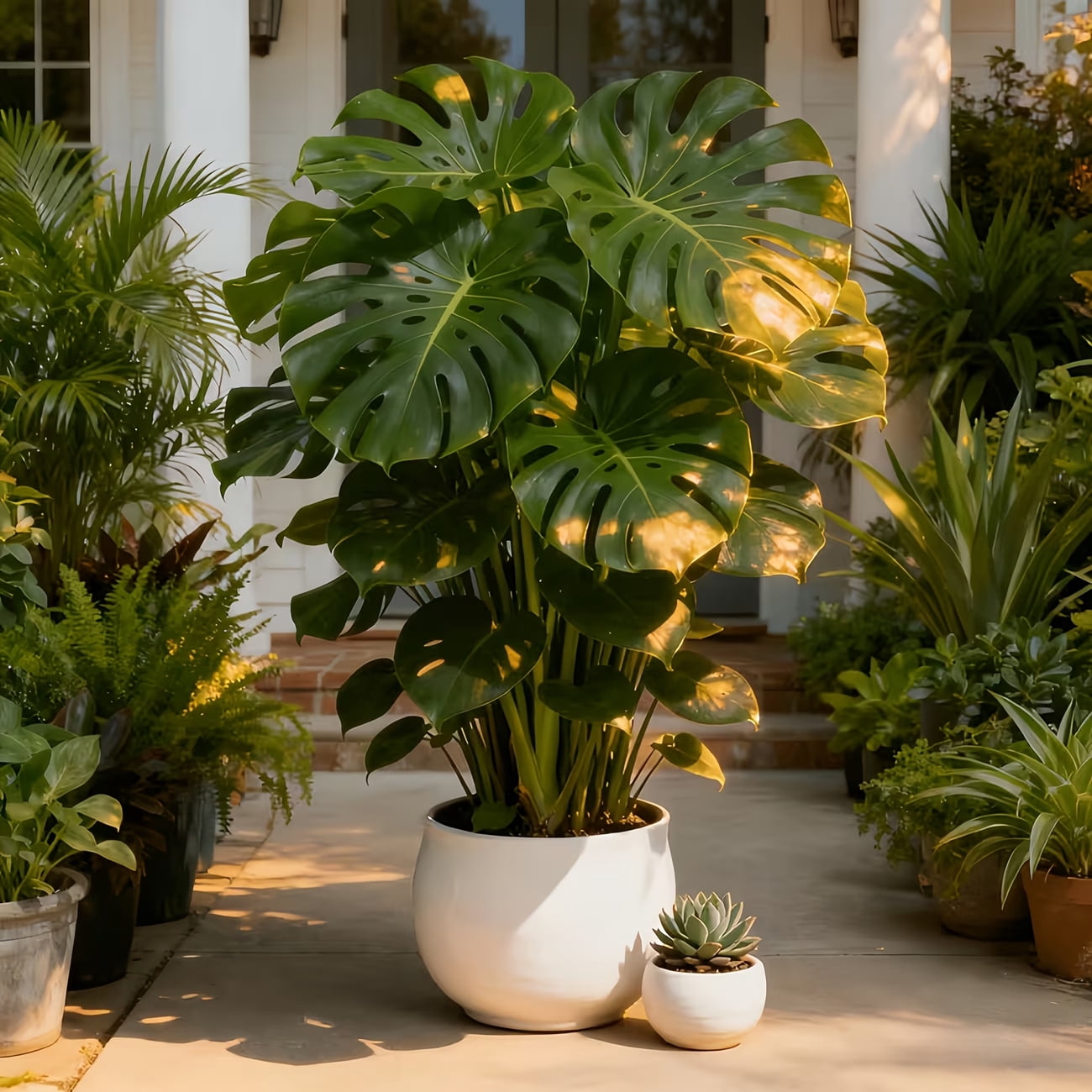 2PCS 33.46in Artificial Monstera Deliciosa Plant, Faux Swiss Cheese Tree with 24  Lush Leaves, UV Resistant Fake Tropical Plant for Indoor Outdoor Home Office Living Room Decor, No Pot