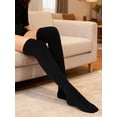 thumbnail image 2 of Deago Women Thigh High Socks Over the Knee Socks Cotton Knit Warm Long Boot Stockings Leg Warmers (Black), 2 of 8