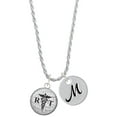 thumbnail image 1 of Delight Jewelry Silvertone Domed Black RT Silvertone Script Initial Disc - M - Charm Necklace, 20"+3", 1 of 4