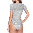 thumbnail image 4 of Balery Women'Ssilver Glitter Crew Neck Round Neck Short Sleeves Slim Fit Casual Basic Extender Bodysuit Daily Jumpsuit T Shirts-Large, 4 of 9