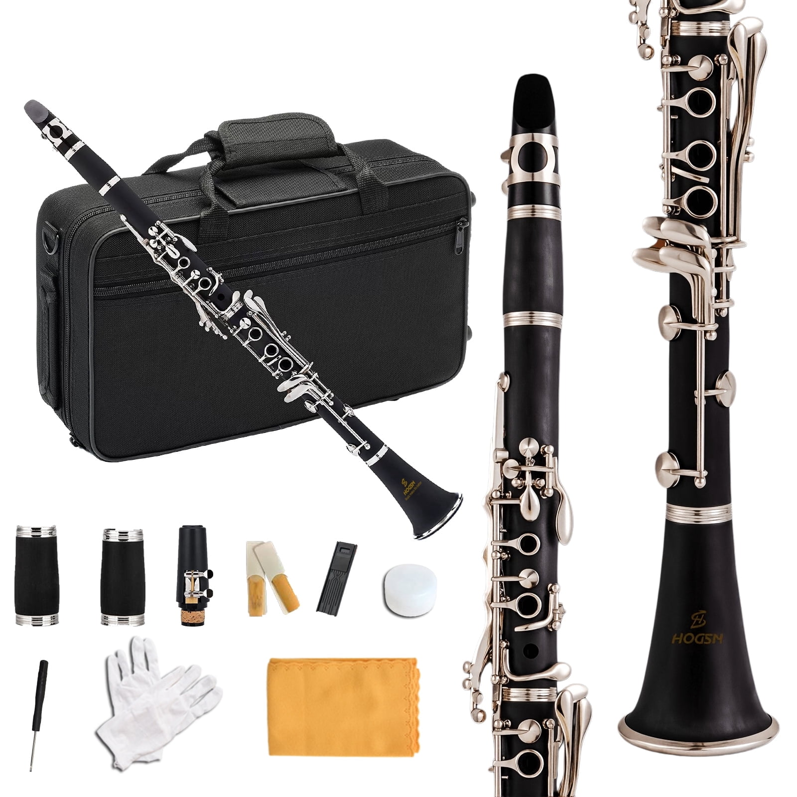 Ktaxon, Nickel-plated Bakelite Black Student Bb Clarinet, 17 keys