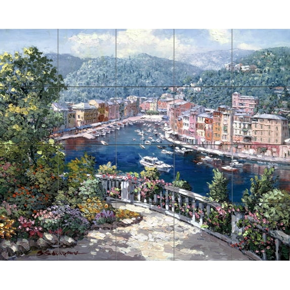 Tile Mural Kitchen Backsplash - Portofino Two - by Sam Park/Soho Editions