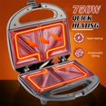 thumbnail image 3 of Electric Sandwich Press Grill, Double-Sided Heating for Grilled Cheese & Panini, Cool Touch Handle, Easy Clean with Indicator Lights, Compact Breakfast Sandwich Maker with Easy Cut Edges, Black, 3 of 8
