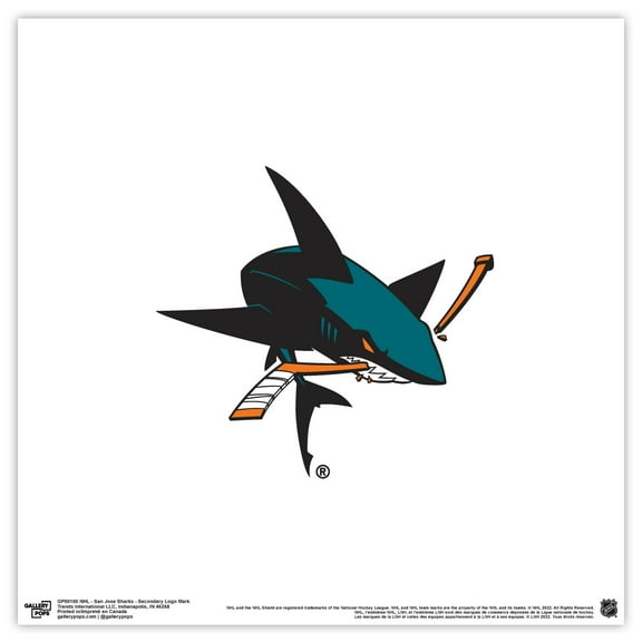 Gallery Pops NHL San Jose Sharks - Secondary Logo Mark Wall Art, Unframed Version, 12" x 12"