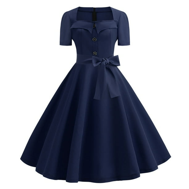 Las mujeres Vintage vestido de verano 50s 60s Retro Pin Up Swing Rockabilly Vestidos elegante oficina vestido de fiestapangjing