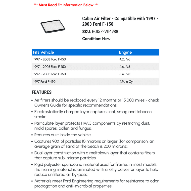 2002 ford f150 cabin air filter deals