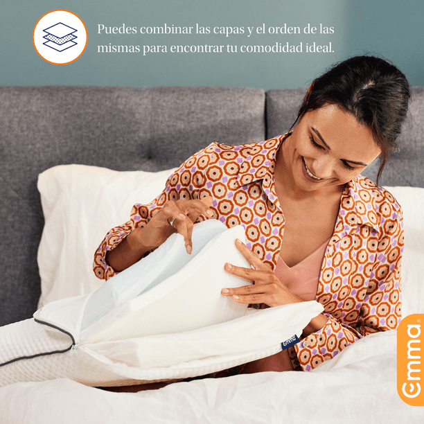 Combo Almohada Emma Memory Adapt King Size 80x40x12cm Memory Foam Almohada Ajustable y Personalizable Tecnologia Alemana Emma Almohada Memory Adapt King Size Walmart en linea