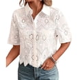thumbnail image 2 of Blusa de Corta con Cuello Abotonado y Bordado Ojales para Mujer XXL, 2 of 8