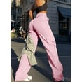 thumbnail image 2 of Women's Solid Color Straight Loose Casual Pocket Cargo Pants, 2 of 5