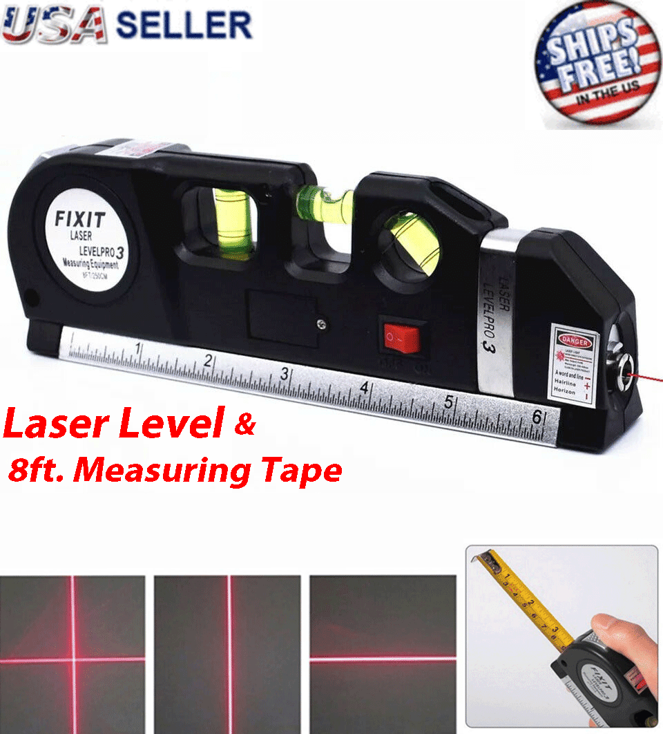 3-in-1 Multipurpose Laser Level Measuring Tape Aligner Metric Rulers Stud Finder 