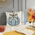 thumbnail image 4 of Fall Pillow Covers 20x20 Inch Set of 4 Stripes Polka Dots Buffalo Plaid Pumpkin Pillows Decorative Autumn Thanksgiving Harvest Thankful Throw Pillows Cushion Case Fall Decor F057-Blue 20, 4 of 6