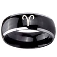 thumbnail image 2 of Tungsten Aries Zodiac 8mm Glossy Black 2 Tone Dome Polished Edges Men Ring, 2 of 2