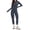 Blue, variant on Women Long Sleeve Workout Jumpsuit Zip Up Romper Bottom Pants Bodysuit Bodycon Sexy One Piece