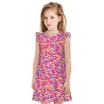 thumbnail image 1 of Fotbe Colorful Donuts 1 Vestido de Dormir para Niñas de 3 a 10 Años, Mangas Cortas, Estilo Princesa, Pijama Camisón con Mangas Voladas-Large, 1 of 6