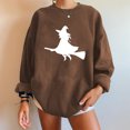 thumbnail image 4 of HKEJIAOI Halloween Hoodies for Femmes Manches Longues Col Rond Imprimé Graphique Moderne Halloween Célébration Esthétique Marron-A, 4 of 4
