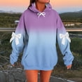 thumbnail image 2 of Riecok Hoodies for Women Long Sleeve Hooded Sweatshirts Bow Drop Shoulder Drawstring Pullover Tops Trendy Fall Clothes, 2 of 5