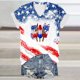 thumbnail image 2 of Camiseta de Manga Corta con Cuello en V Impresa para Uso Casual Y de Fiesta, Camiseta de Moda Patriótica, Todo el Uso de Temporada, 2 of 3