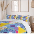 thumbnail image 6 of Ambesonne Geometric Duvet Cover Sets, Memphis Style Art Image, 2-Queen, Blue and Multicolor, 6 of 7