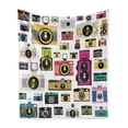 thumbnail image 1 of Vintage Soft Flannel Fleece Throw Blanket, Vintage Old Fashioned Photo Cameras Hobby Studio Themed Graphic Design, Cozy Plush for Indoor and Outdoor Use, 50" x 60", Multicolor, by Ambesonne, 1 of 5
