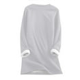 thumbnail image 4 of Dezsed Women's Sherpa Lined Sweatshirt Round Neck Pocket Thickened Plush Winter Warm Long Sleeve Pullover Tops B-Gray XXXL on Clearance, 4 of 5