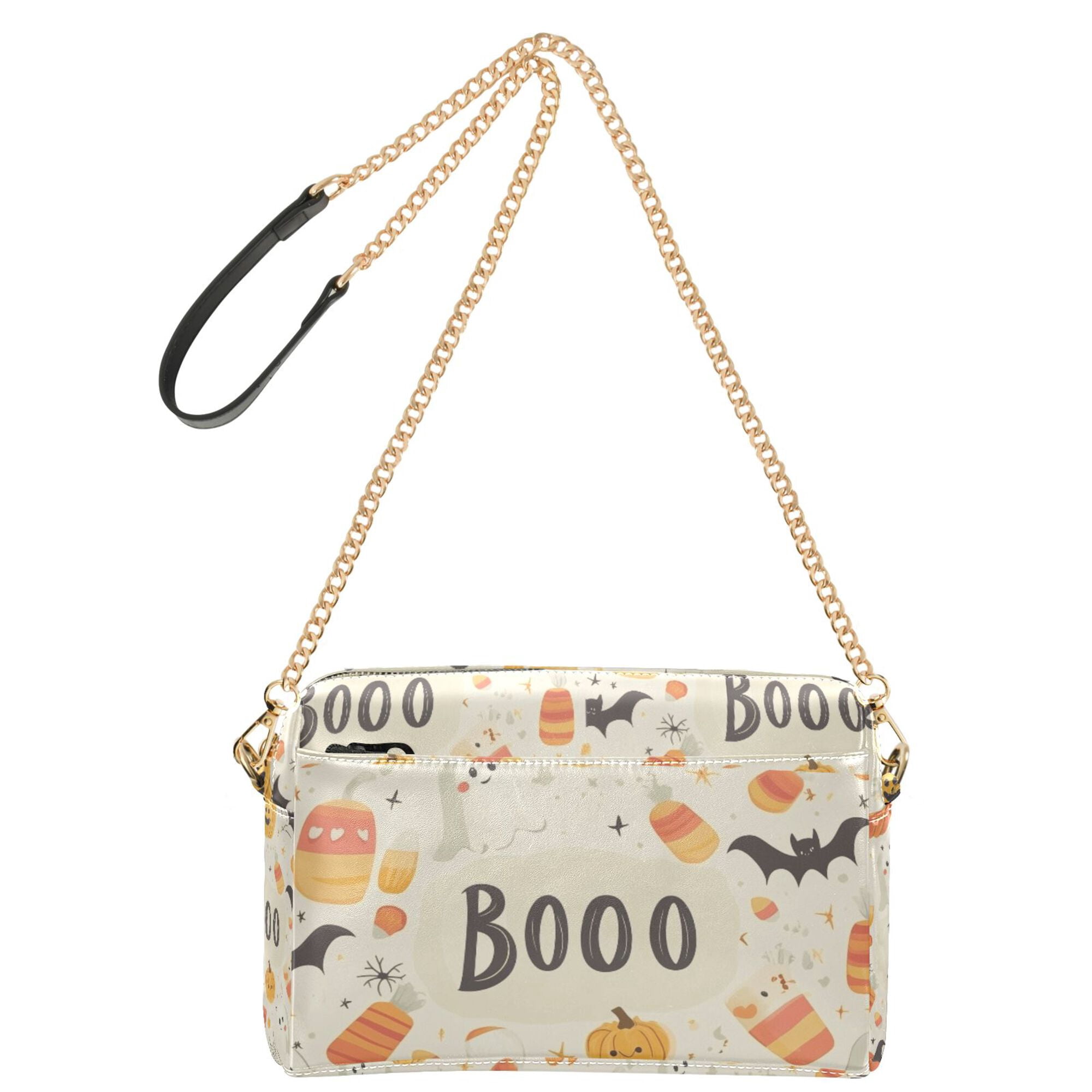FORMRS Women Crossbody Purse with Chain Strap Vegan Leather Shoulder Handbag, Halloween Cute Pumpkins