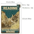 thumbnail image 2 of 1pc Cat Metal Tin Sign Reading Because Murder is Wrong Metal Poster Vintage Retro Art Mural Hanging Iron Painting Plaque Funny Animals for Home Kitchen Bathroom Wall Art Decor 8 x 12 Inch, 2 of 7