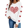 thumbnail image 2 of GUZOM Womens White Oversized Valentine's Day Sweatshirt, Crew Neck Long Sleeve Heart Print, 100% Polyester Machine Washable,Size XL, 2 of 8
