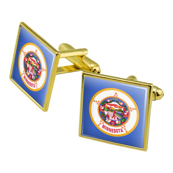Minnesota State Flag Square Cufflink Set - Silver or Gold