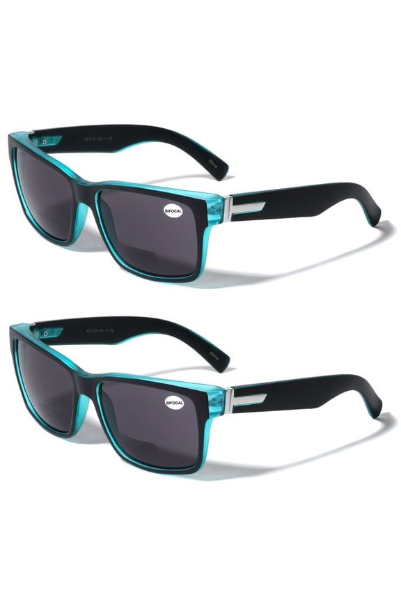 2 Pairs Men Bifocal Large Wide Fitment 150mm Reading Sunglasses - Outdoor Readers Glasses +1.50 Black