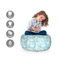thumbnail image 2 of Flower Storage Toy Bag Chair, Romantic Simple Floral Design Pastel Pattern with Swirling Roses Print, Stuffed Animal Organizer Washable Bag, Large Size, Pale Turquoise and White, by Ambesonne, 2 of 3