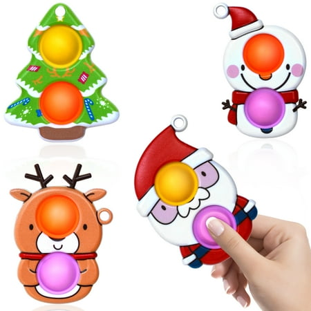 UPC: 0718255842206 | Christmas Fidget Pop-it Toy Sensory Stress Relief Push Bubble Hand Toy Set Of 4