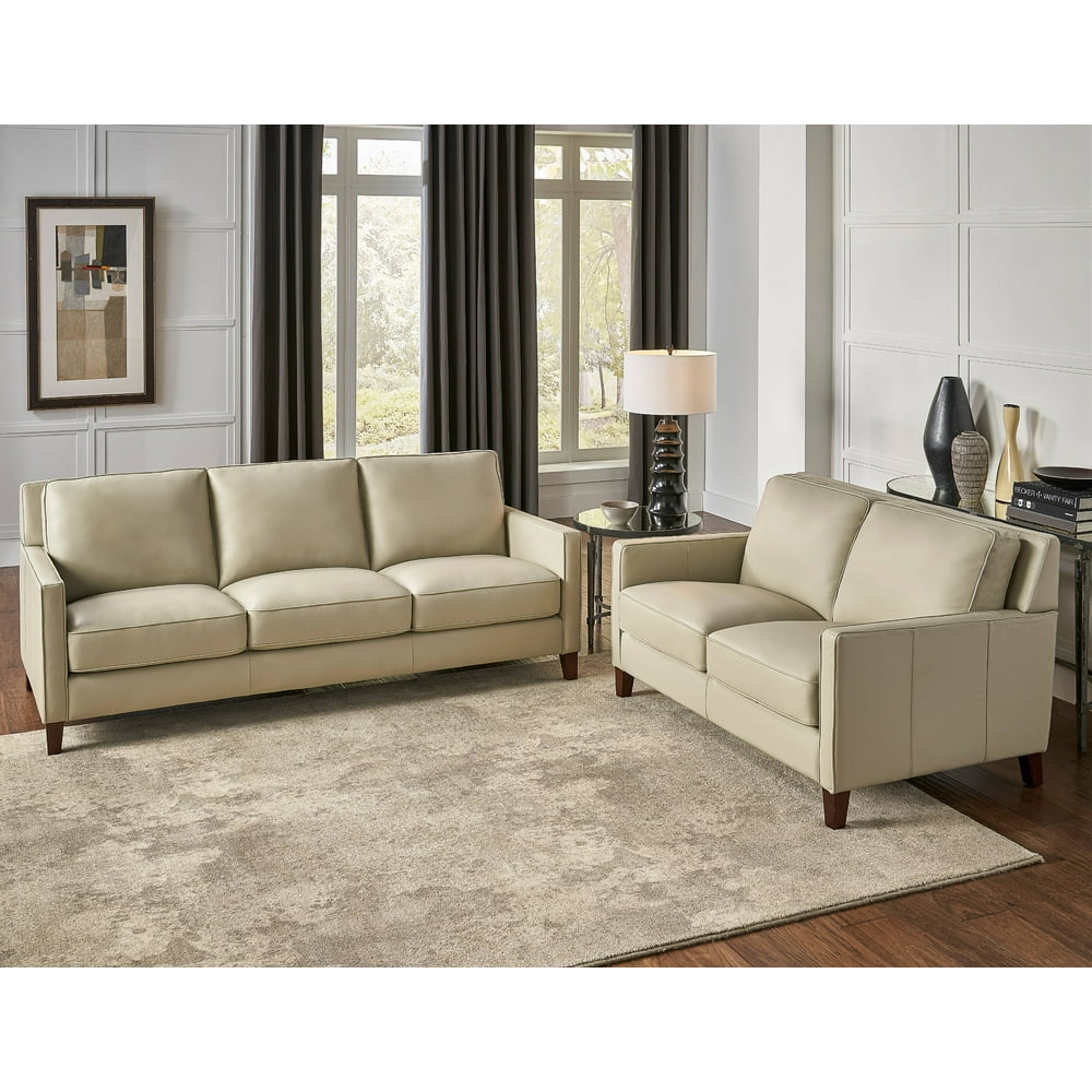 Hydeline Ashby Leather 2PC Sofa Set, Sofa and Loveseat, Ice Walmart