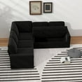 thumbnail image 4 of Gewnee 5-Seater Black L-Shaped Convertible Sofa - Skin-Friendly & Wear-Resistant Chenille Fabric, Solid Wood Frame with Multifunctional Storage, for Living Rooms & Halls, 4 of 11