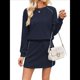thumbnail image 3 of Conjuntos de Dos Piezas para Mujer, para Estar en Casa, para Otoño, con Top y Falda de Larga. Azul Marino XL, 3 of 10